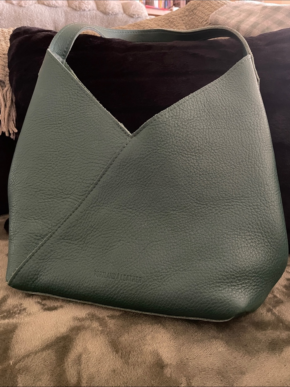Portland Leather Naomi Deep Green Wrap-Front Shoulder Bag